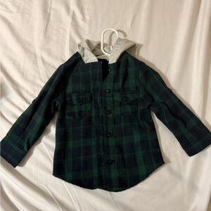 Lenox James Green and Black Plaid Kids long sleeve